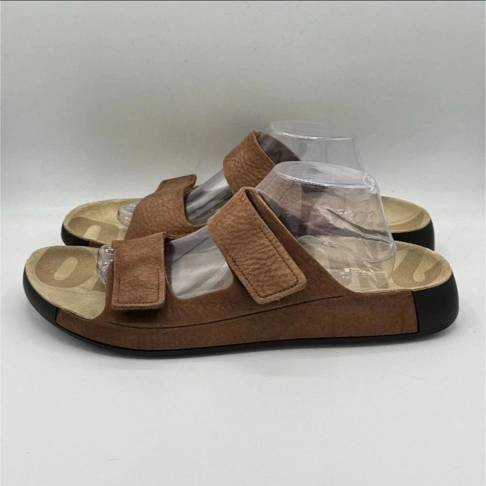 ECCO 2nd Cozmo Mens Sz EU 46 US 12-12.5 Brown 3 Band Ankle Open Toe Sandals SB6